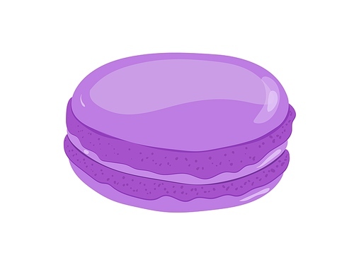 sweet macaroon. french macaron dessert. almond pastry with cream filling. sugar biscuit with lavender or blueberry flavor. yummy food. flat cartoon vector illustration isolated on white .