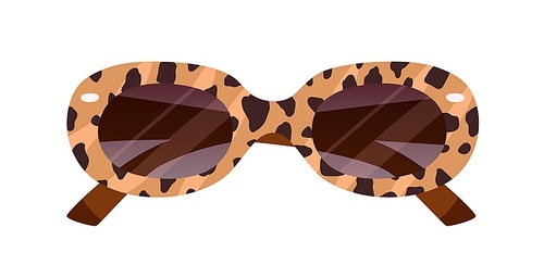 Fashion thick-framed sunglasses with leopard . Stylish retro sun glasses. Summer protective eyewear. Trendy women accessory. Colored flat vector illustration isolated on white .