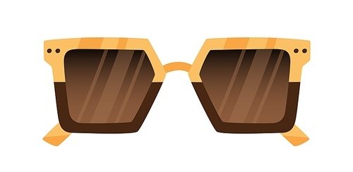 Fashion sunglasses with two-color frame. Trendy stylish retro oversized sun glasses with plastic and gold metal rim. Summer women eyewear. Flat vector illustration isolated on white .