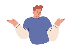 Surprised shocked person staring and wondering. Amazed man with astonished face expression with open mouth. Amazement, astonishment emotions. Flat vector illustration isolated on white .