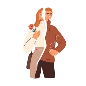 Split divided personality concept. Person with bipolar disorder. Psychology problem. Character with two different emotions, positive and negative. Flat vector illustration isolated on white .