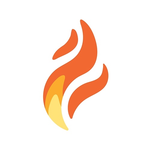 Burning fire icon. Hot flame tongues. Heat, flammable symbol. Warning, caution and danger pictogram, inflammable sign. Simple flat vector illustration isolated on white .
