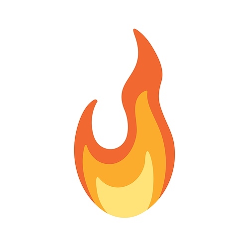 Fire icon. Simple burning flame. Hot flammable caution sign. Heat, inflammable, explosive warning symbol. Bright campfire. Colored flat vector illustration isolated on white .