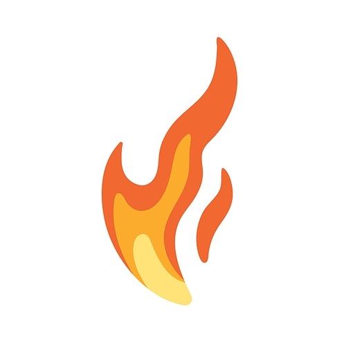 Fire with burning tongues symbol. Hot flame icon. Abstract fiery sign. Blaze pictogram. Heat caution, warning flammable logotype. Colored flat vector illustration isolated on white .