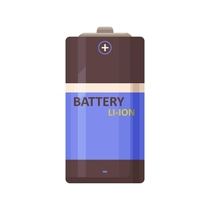 li-ion battery type icon. lithium rechargeable baterry. energy, power source. item for electric devices, tools, vehicles. colored flat vector illustration isolated on white .
