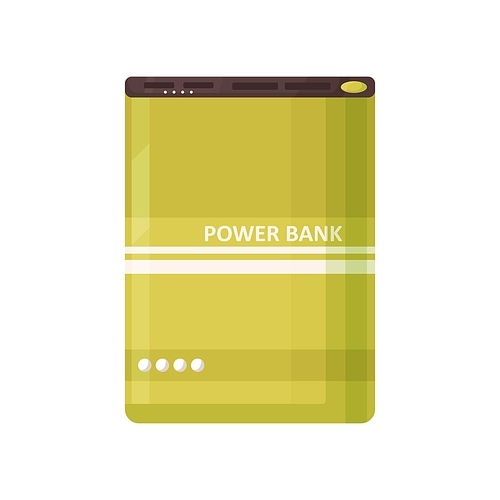 power bank, portable charger for devices. powerbank box for charging, recharging electronic gadgets. mobile battery recharger icon. flat vector illustration isolated on white .