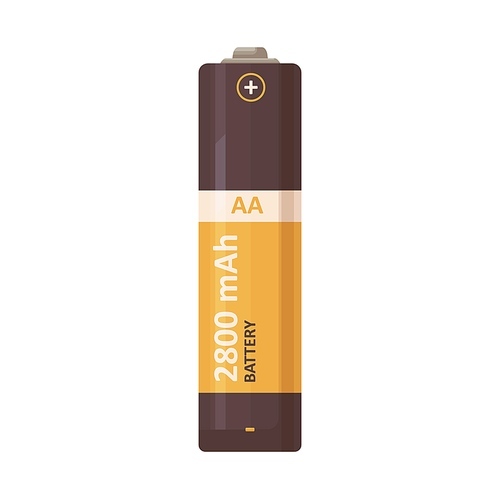 aa battery icon. 2 two, double a type size of power item. dry alkaline electrical energy cylinder cell. rechargeable cylindrical object. flat vector illustration isolated on white .