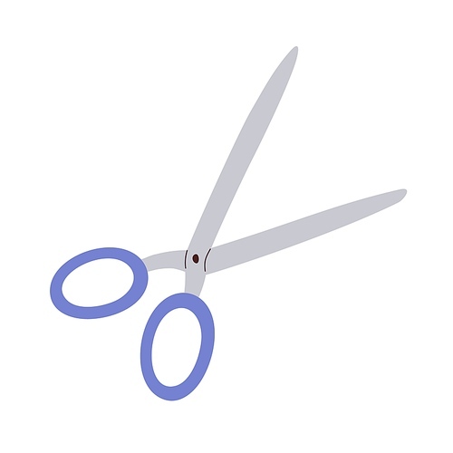 Scissors, cut tool with open metal steel shears and handle, top view. Sharp stationery icon. Flat graphic vector illustration isolated on white .