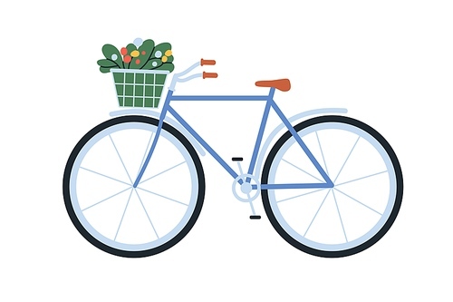 바구니 달린 파란색 자전거