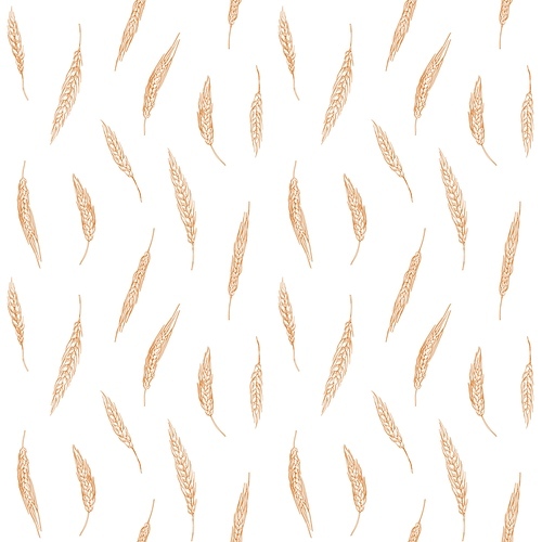 Seamless pattern with cereals, grain crops. Endless background with wheat, barley, rye spikelets. Repeatable  with field seed plants. Texture design in retro style. Hand-drawn vector illustration.