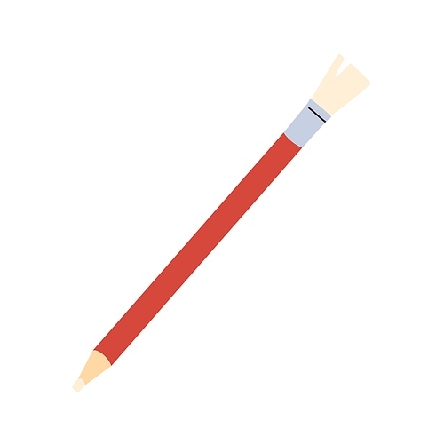 Eraser pencil with brush. Ersing tool with hard rubber pen tip and bristle for precise cleaning ink. Flat vector illustration isolated on white .
