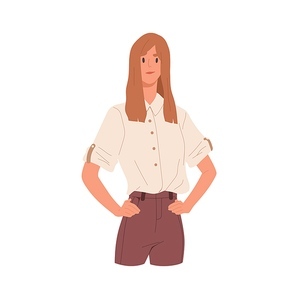 Arrogant selfish woman with negative bored face expression, showing her neglect and superiority. Bossy businesswoman with annoying emotion. Flat vector illustration isolated on white .