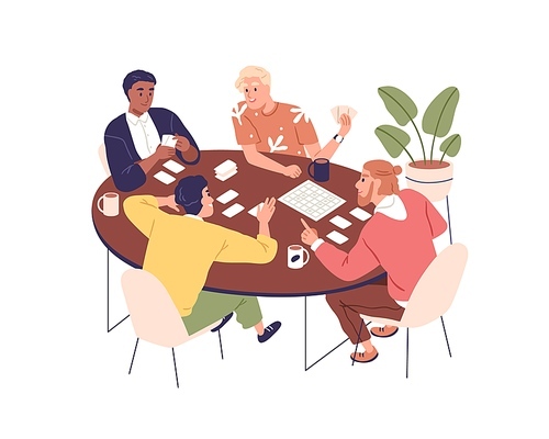 Men friends playing board game, sitting at table. Guys players during boardgame at home. Male characters buddies resting together on weekend. Flat vector illustration isolated on white .