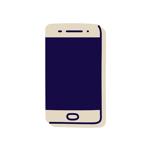 Mobile smart phone. Black screen, blank display of smartphone. Abstract cellphone device icon. Modern cell telephone, gadget with touchscreen. Flat vector illustration isolated on white background.