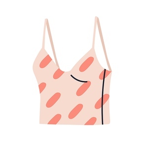 Skinny tank top, strappy garment. Modern strapped brami. Casual women clothes, female underwear. Trendy summer slim fit apparel. Flat vector illustration isolated on white background.