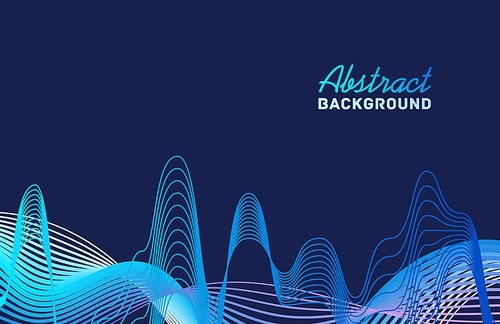 Bright abstract background template with place for text vector flat illustration. Colorful moving gradient waveform isolated. Curve neon sound wave line with dynamic motion. Trendy horizontal backdrop