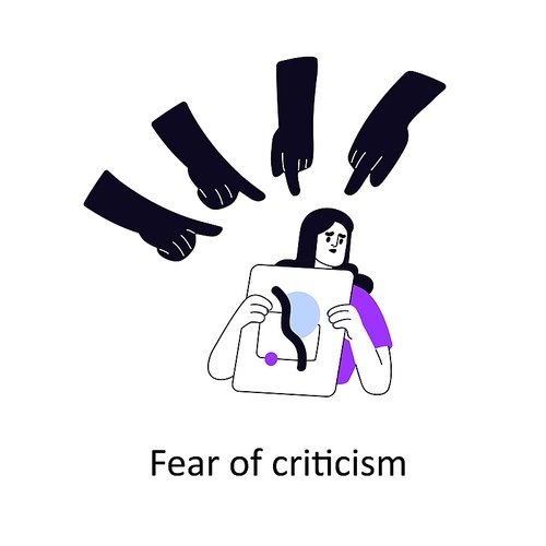 Fear of criticism, social opinion. Anxious about other people judging, evaluating, blaming. Psychological mental problem, psychology concept. Flat vector illustration isolated on white background.