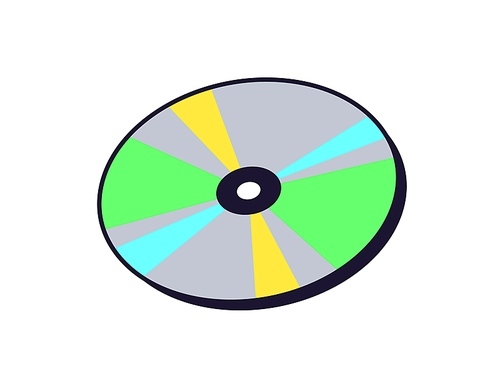 Compact disk icon. Metal CD, DVD disc in retro 90s style. Archive, information copy storage in 1990s nineties nostalgic aesthetics. Flat graphic vector illustration isolated on white background.