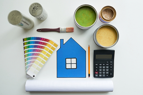 Color palette and various paints for home