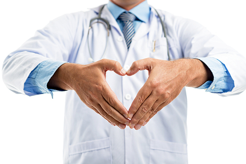 Cropped image of general practitioner making heart shape with her hands