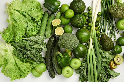 Green fruits and vegetables for healthy diet, clean eating concept