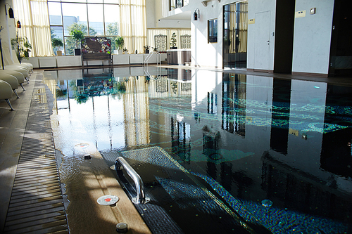 Background image of amazing swimming pool interior  in luxury SPA center  no people
