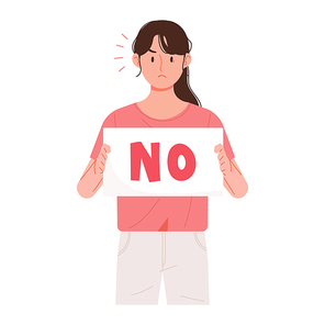 no 피켓을 든 여자