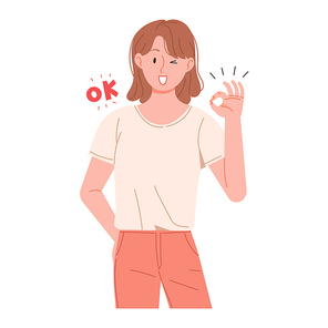 ok 제스처를 취하는 여자