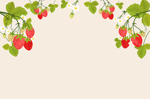 딸기 넝쿨이 늘어진 배경