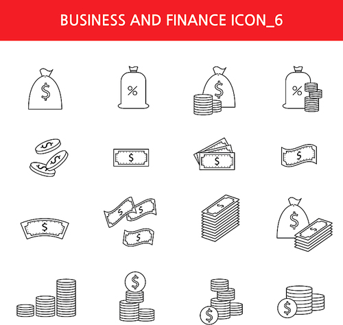 금융 및 비지니스 라인 아이콘 모음