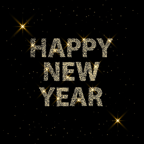 Happy New Vector on a Black Background