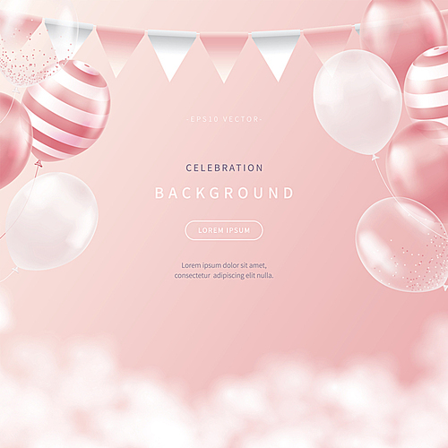 celebration background with soft color balloons