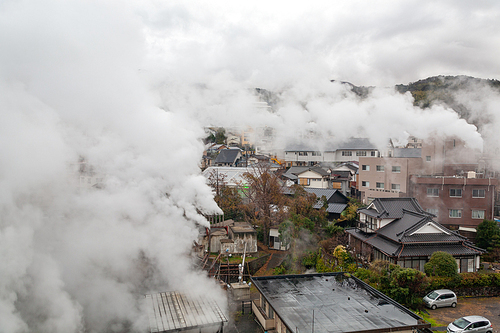 수증기 가득한 벳푸의 온천마을, 오이타현, 일본