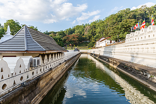 Scenic view of beautiful antique architecture with river in kandy, sri lanka