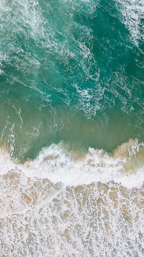 aerial view of beautiful sea with foamy waves, Cyprus