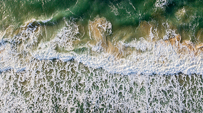 aerial view of dramatic foamy sea waves, Ashdod, Israel