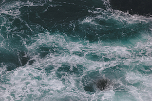 top view shot of wavy blue ocean for background