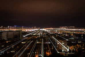 night cityscape with blurred bright illumination