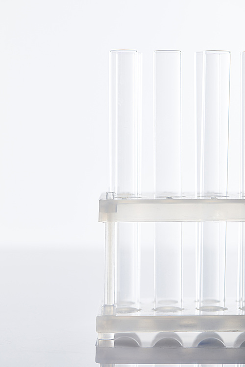 empty glass test tubes isolated on white