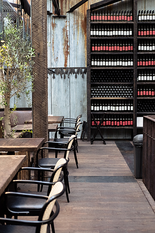 interior of empty stylish decorated restaurant