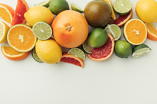 Ripe citrus fruits isolated on white