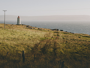 beautiful scenery with lighthouse and ocean in Iceland