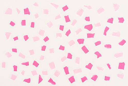 top view of white texture with pink paint stains for background