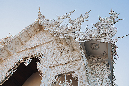 decorative architecture of Wat Rong Khun White Temple, Chiang Rai, Thailand