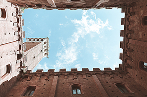 Palazzo Pubblico and Torre del Mangia low angle view