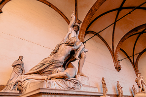 Sculpture Rape Poliksena of Pio Fedi in Loggia de Lanzi, Florence