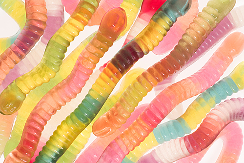 top view of gummy candies