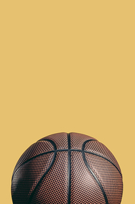 one brown basketball ball isolated on yellow