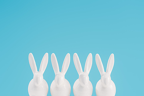 white easter rabbits isolated on blue