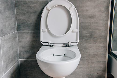 close up view of white ceramic toilet in modern bathroom